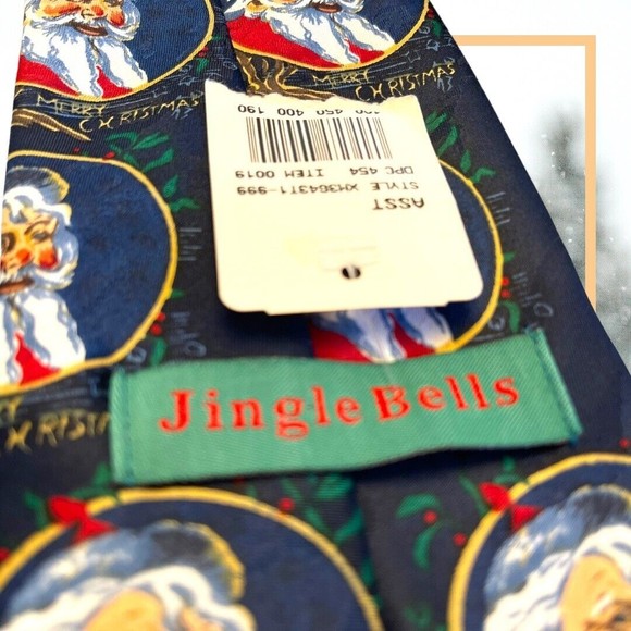 SANTA CLAUS Tie by Jingle Bells ~ MERRY CHRISTMAS Keith Daniels Design BLUE *NWT - Picture 5 of 7